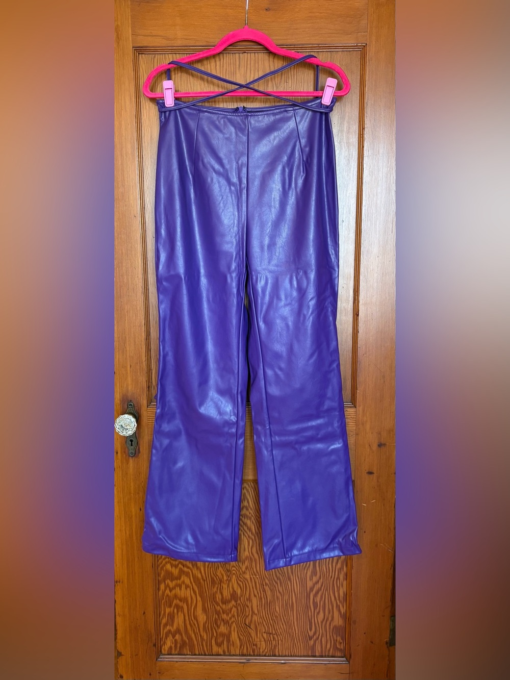 Purple Faux Leather Pants